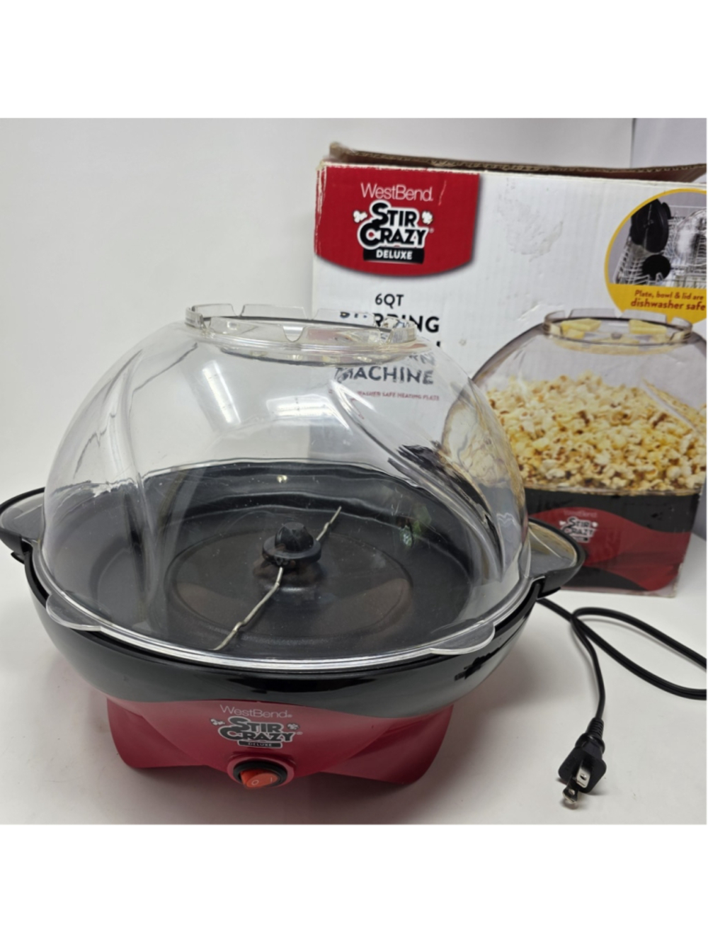 WEST BEND Stir Crazy Deluxe Electric Popcorn Popper Model 82310 NO Butter Lid